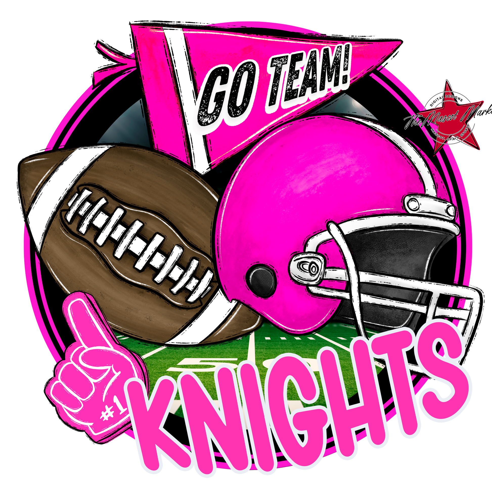 Knights Circle Football Design-Pink