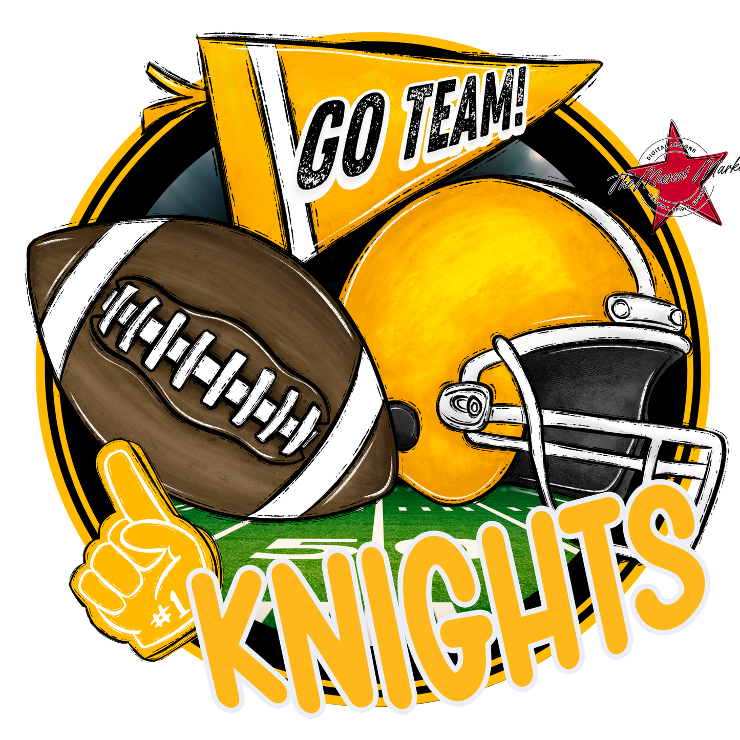 Knights Circle Football Design-Yellow