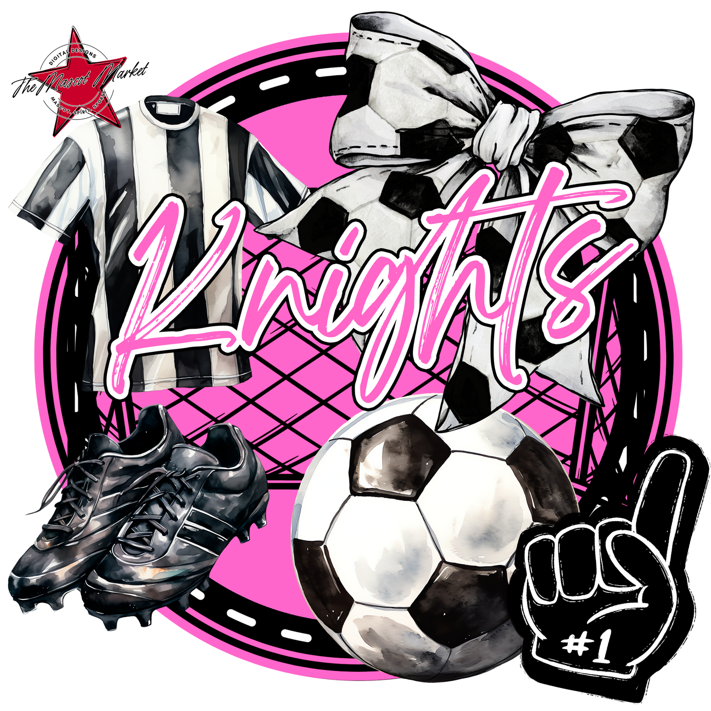 Knights Circle Soccer Design-Baby Pink