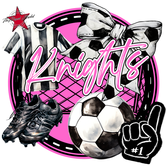 Knights Circle Soccer Design-Baby Pink