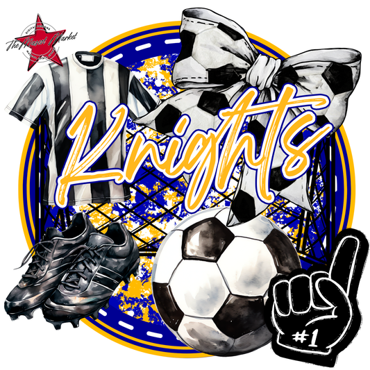 Knights Circle Soccer Design-Blue-Yellow
