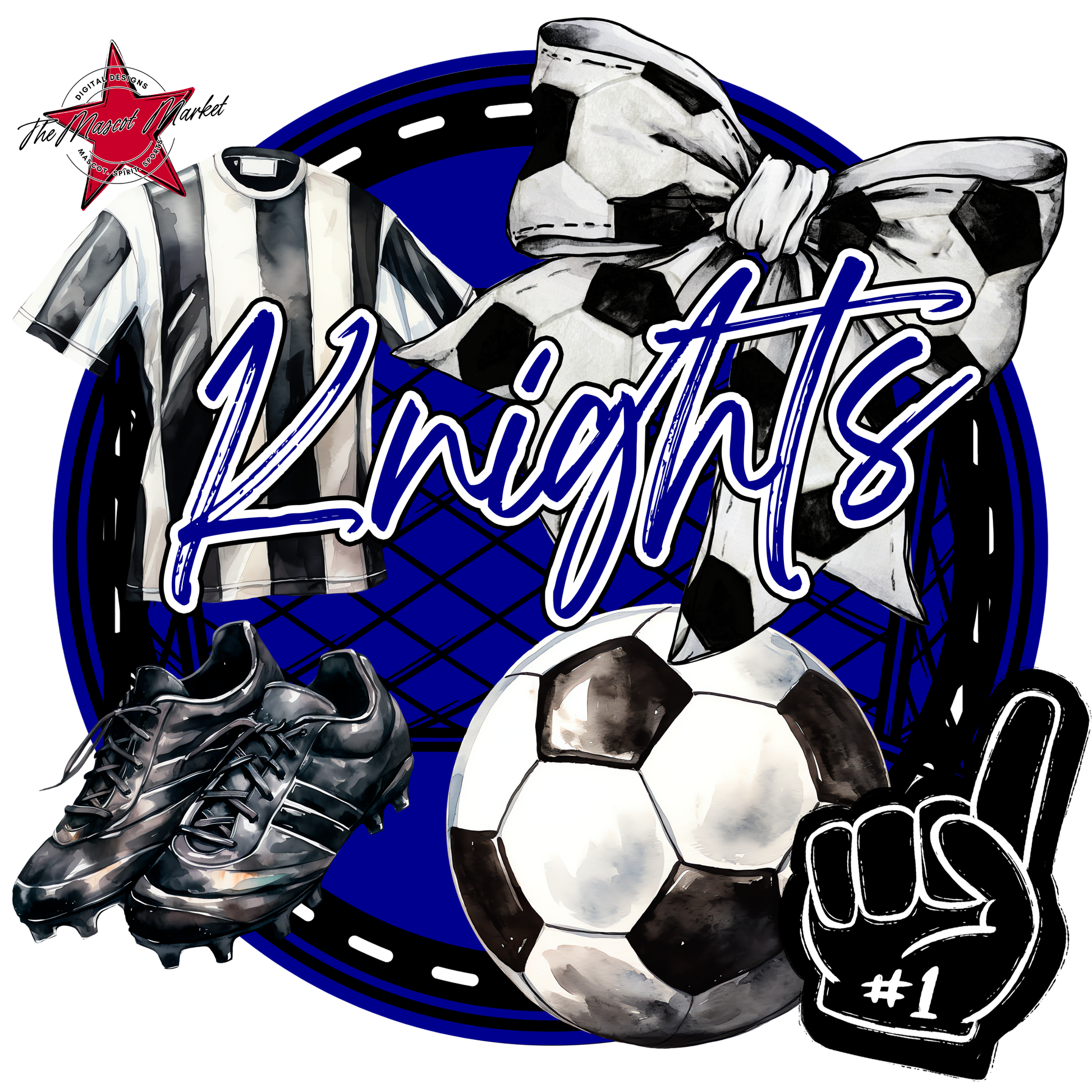 Knights Circle Soccer Design-Blue