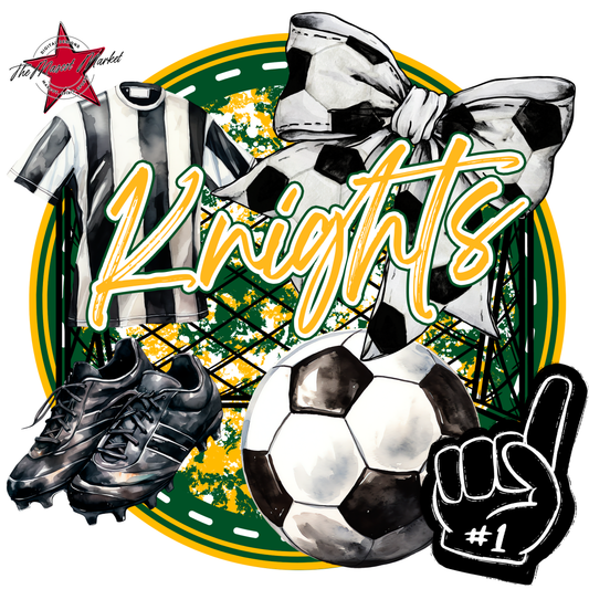 Knights Circle Soccer Design-Green-Yellow