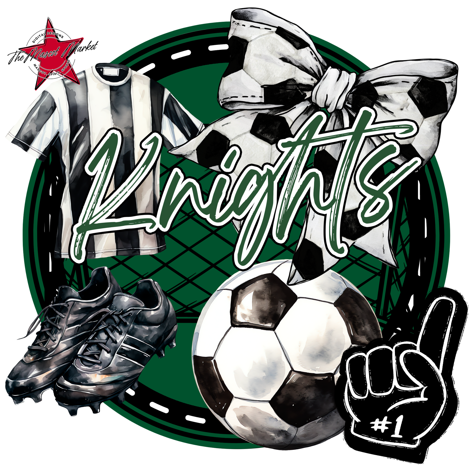 Knights Circle Soccer Design-Green