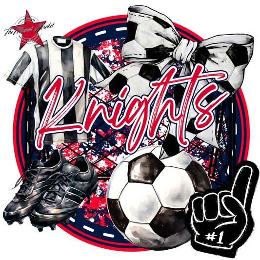 Knights Circle Soccer Design-Navy-Red