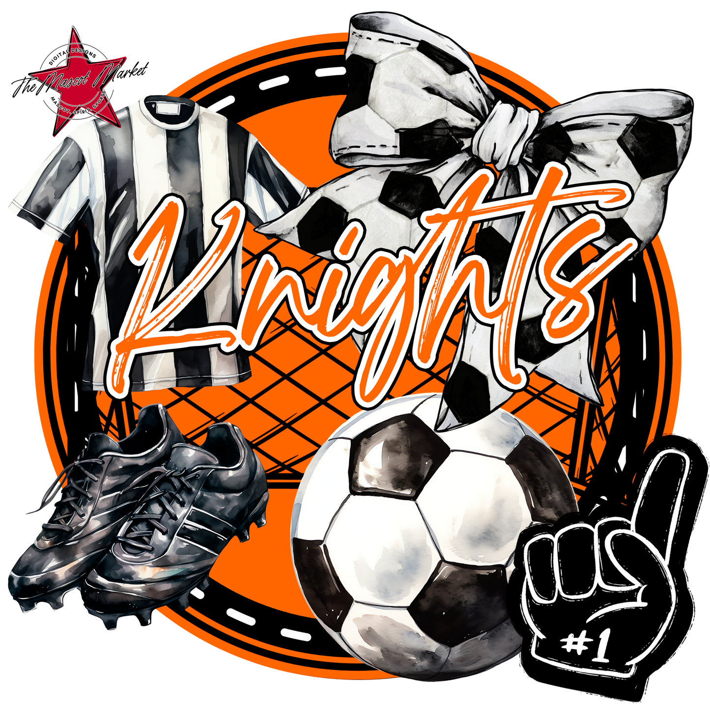 Knights Circle Soccer Design-Orange