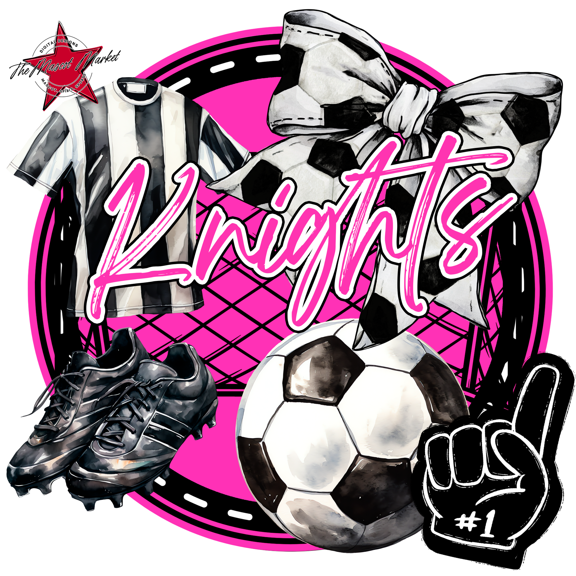 Knights Circle Soccer Design-Pink