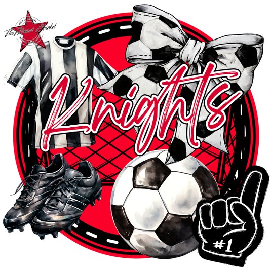 Knights Circle Soccer Design-Red