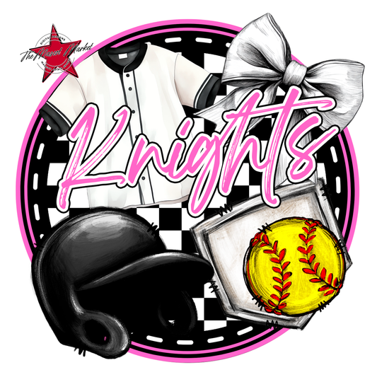 Knights Circle Softball Design-Baby Pink