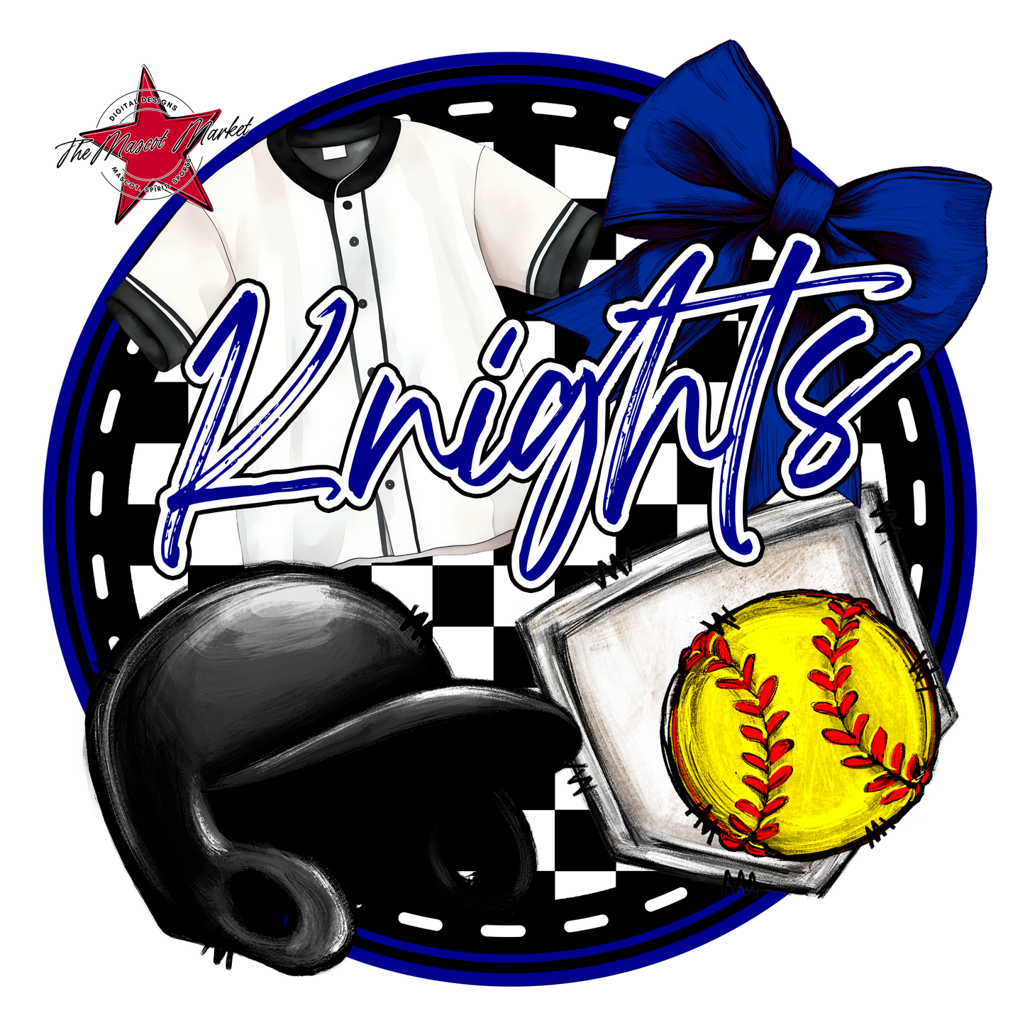 Knights Circle Softball Design-Blue
