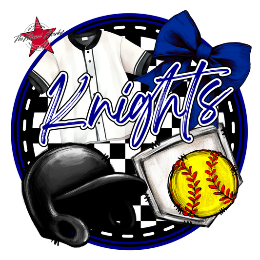 Knights Circle Softball Design-Blue