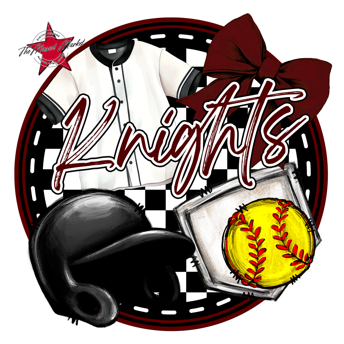 Knights Circle Softball Design-Maroon