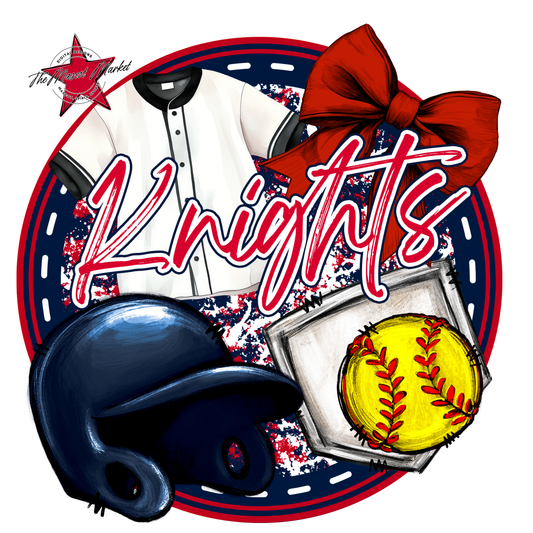 Knights Circle Softball Design-Navy-Red