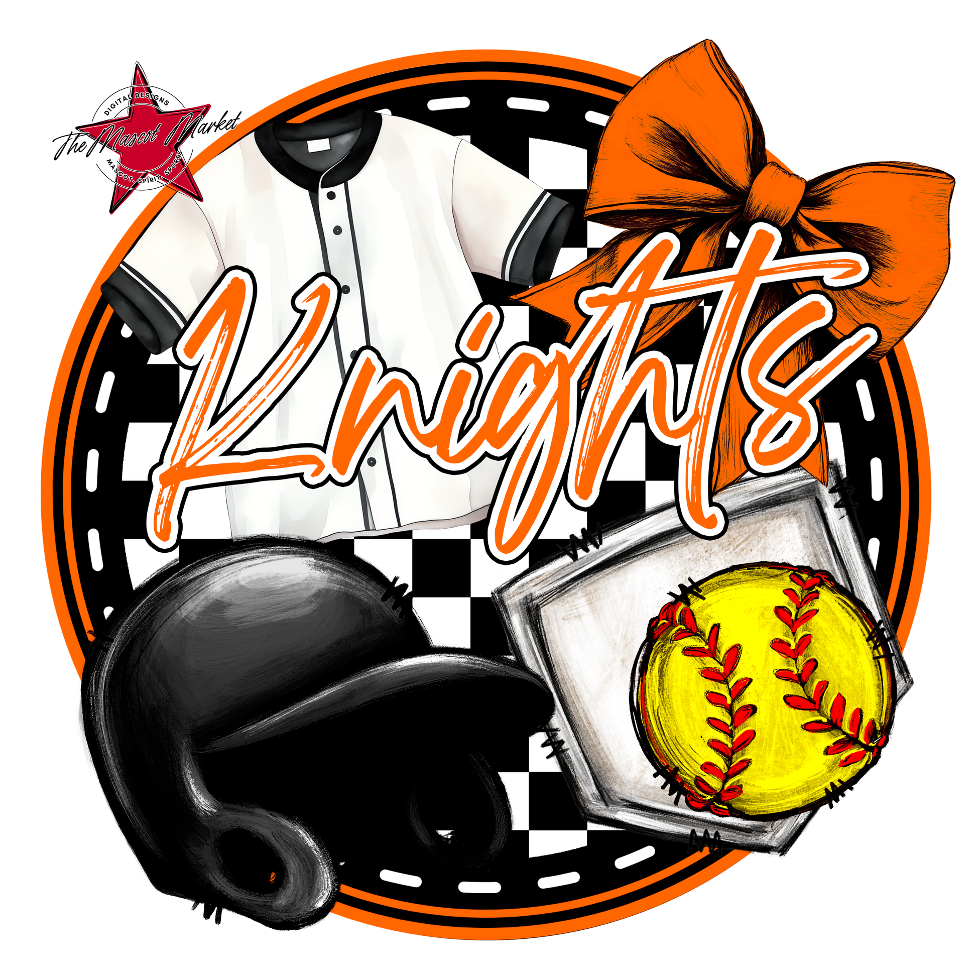 Knights Circle Softball Design-Orange