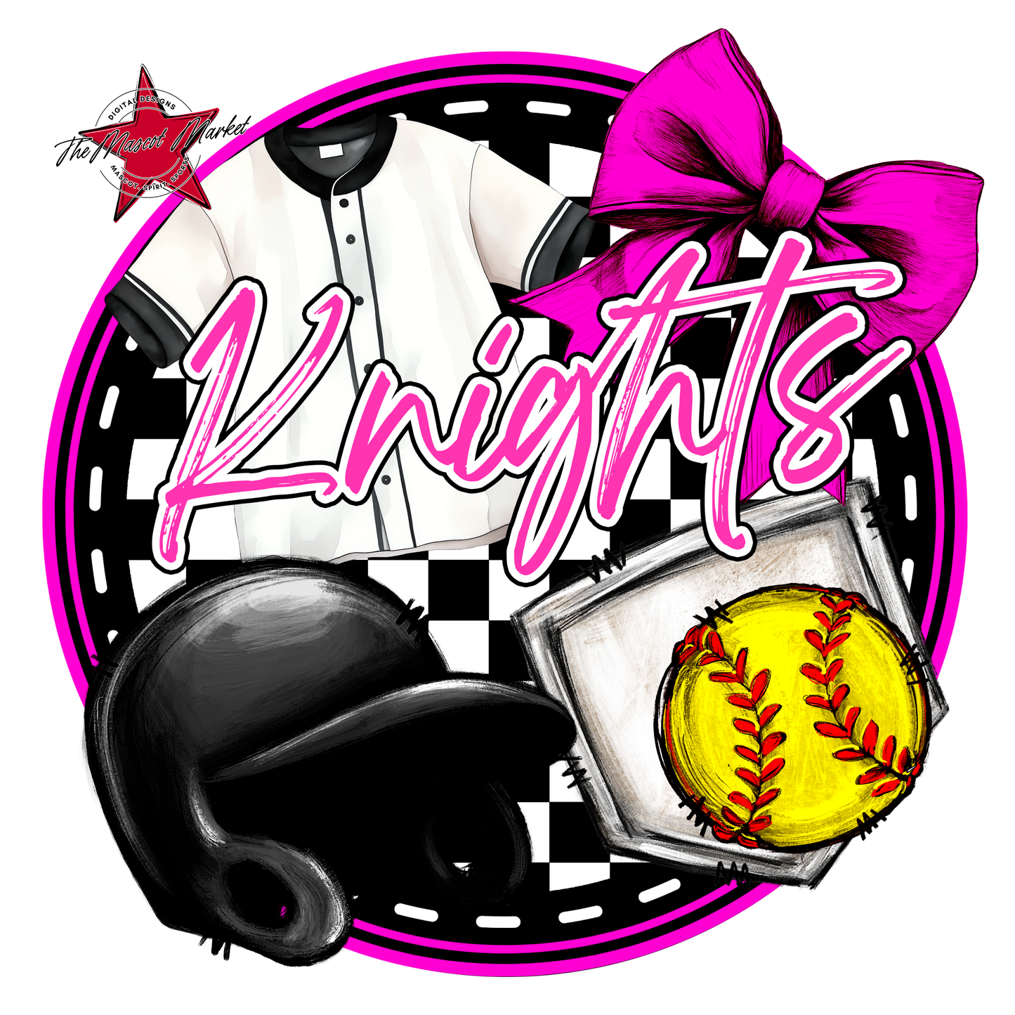 Knights Circle Softball Design-Pink