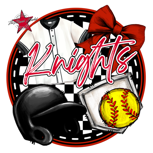 Knights Circle Softball Design-Red