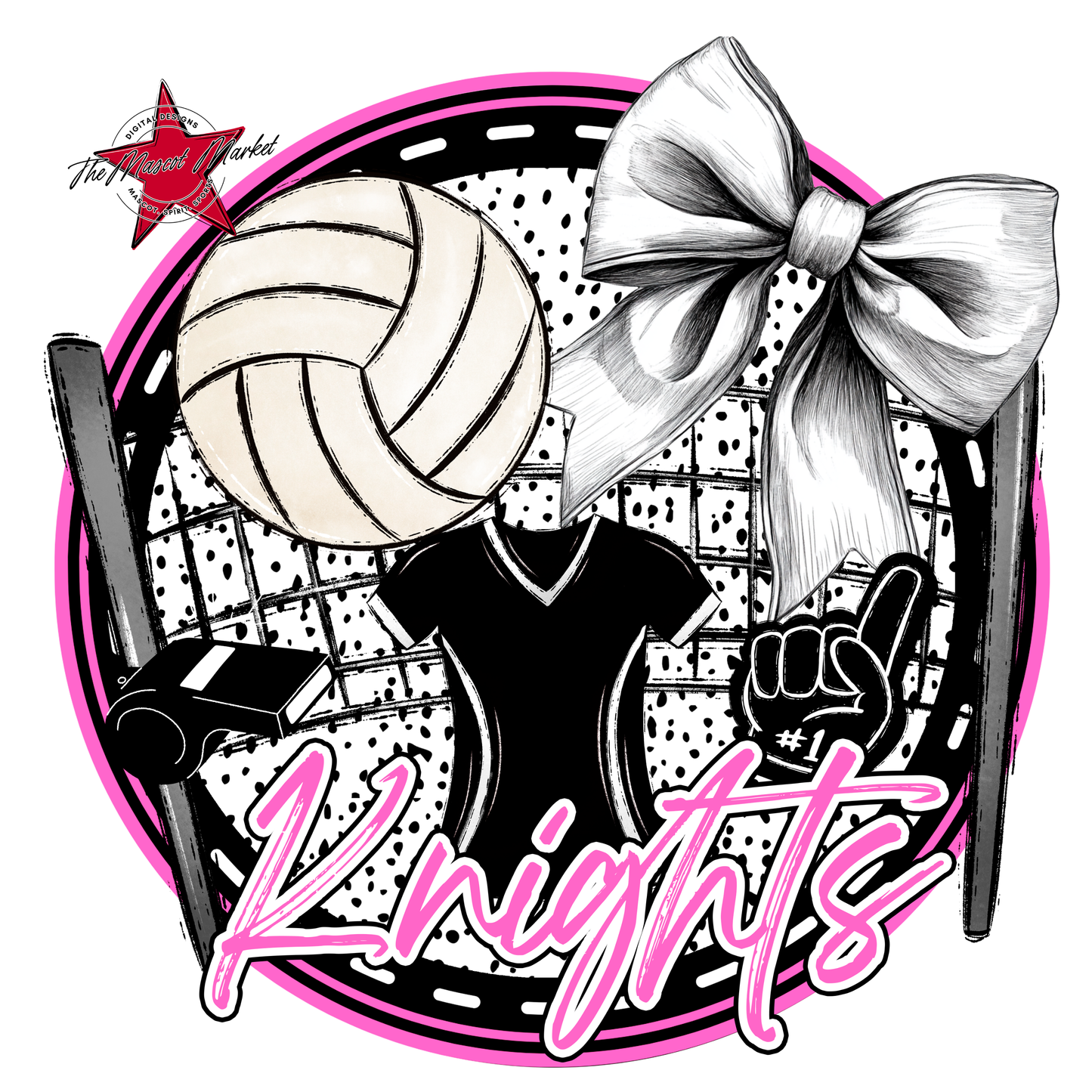 Knights Circle Volleyball Design-Baby Pink
