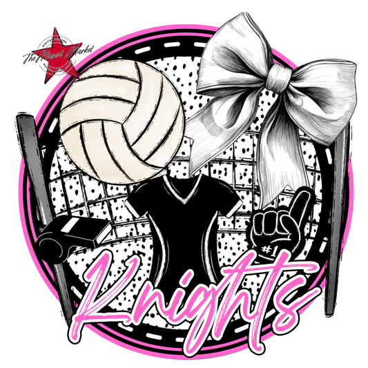 Knights Circle Volleyball Design-Baby Pink