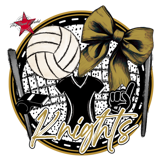 Knights Circle Volleyball Design-Gold