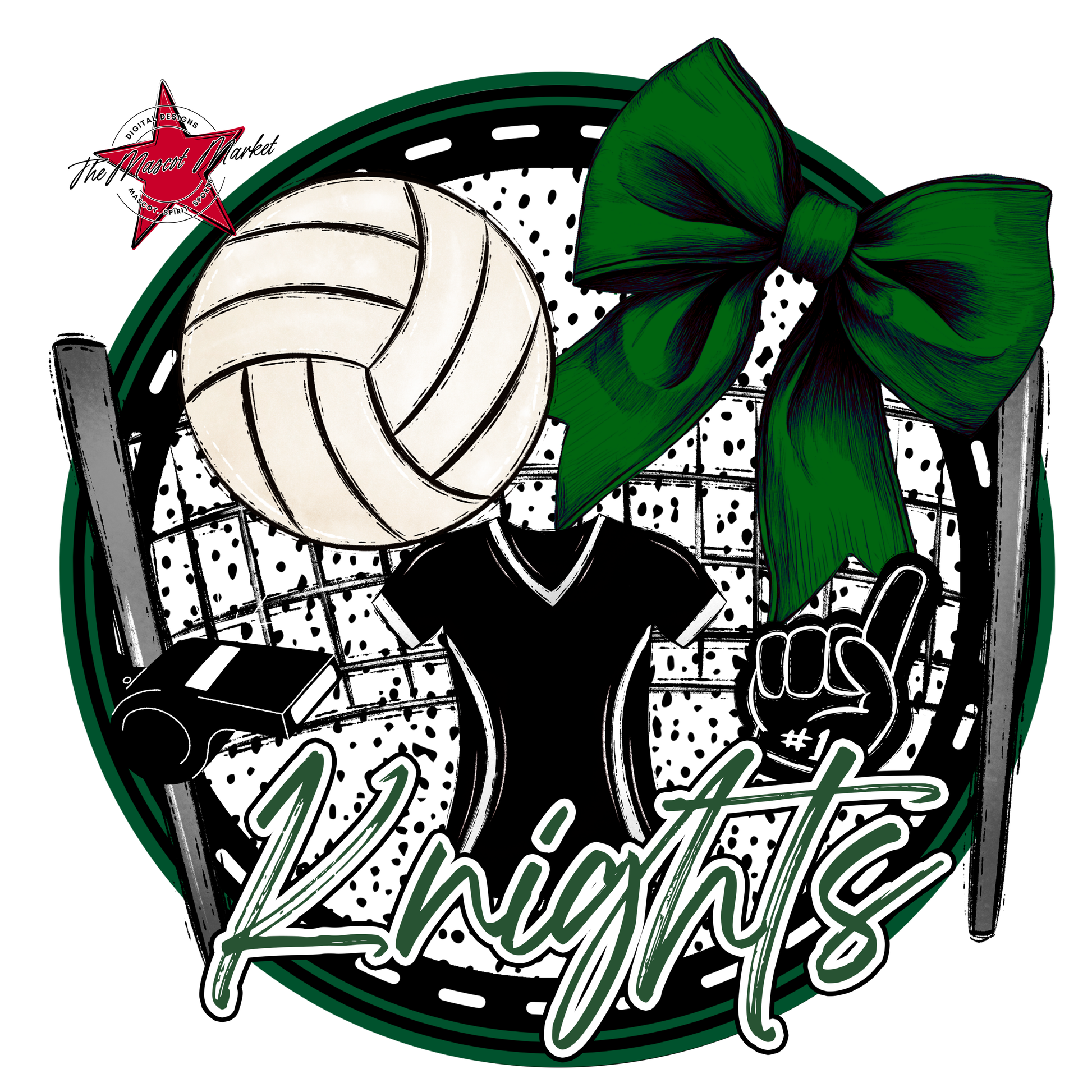 Knights Circle Volleyball Design-Green