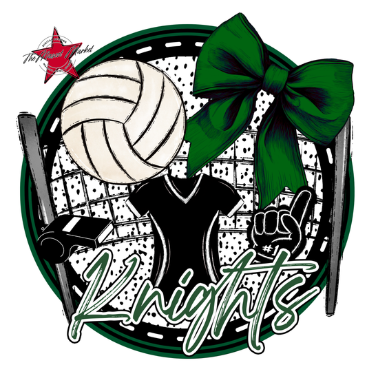 Knights Circle Volleyball Design-Green