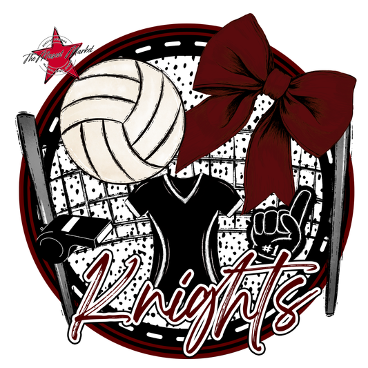 Knights Circle Volleyball Design-Maroon