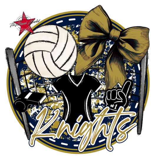 Knights Circle Volleyball Design-Navy-Gold