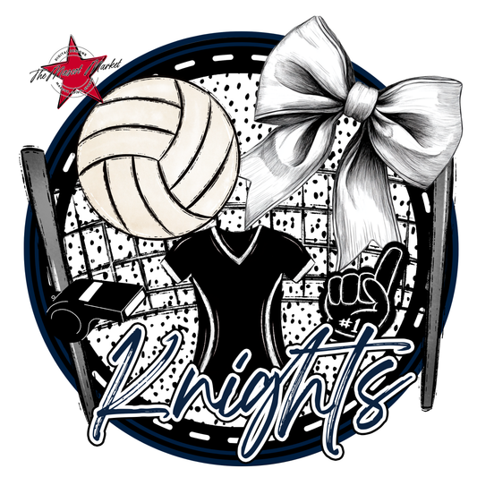 Knights Circle Volleyball Design-Navy
