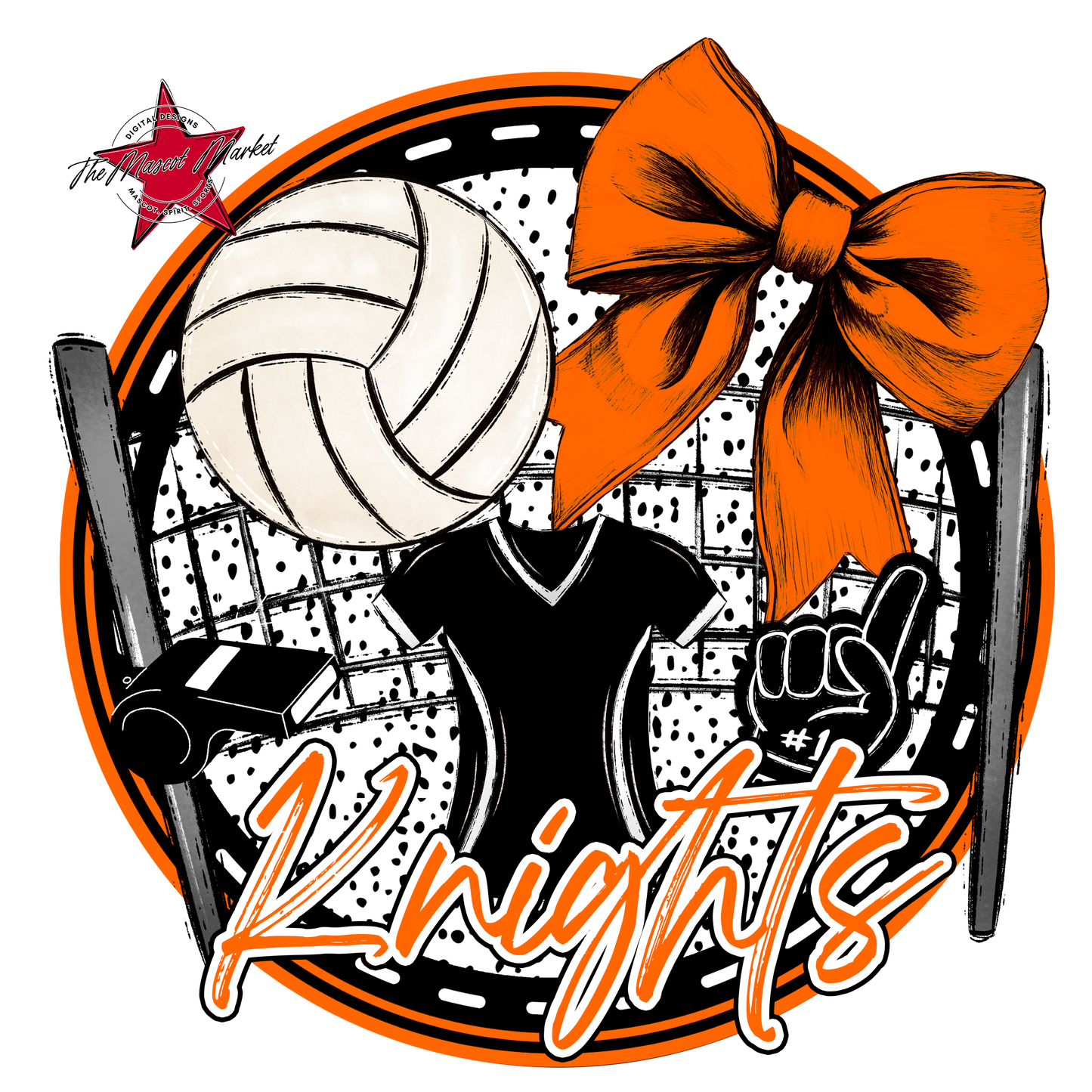 Knights Circle Volleyball Design-Orange