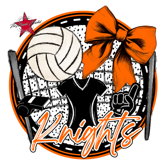 Knights Circle Volleyball Design-Orange
