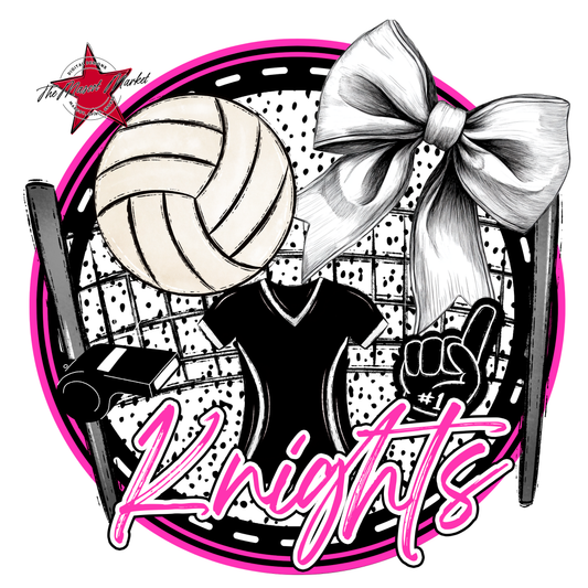 Knights Circle Volleyball Design-Pink