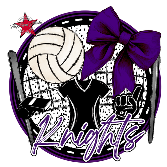 Knights Circle Volleyball Design-Purple