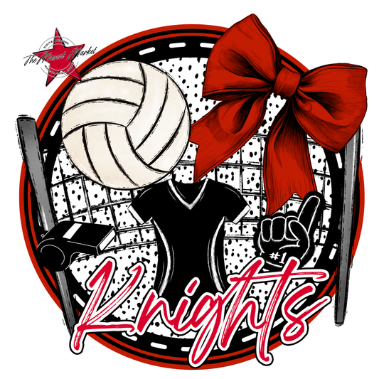 Knights Circle Volleyball Design-Red