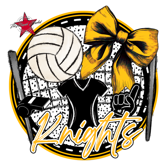 Knights Circle Volleyball Design-Yellow