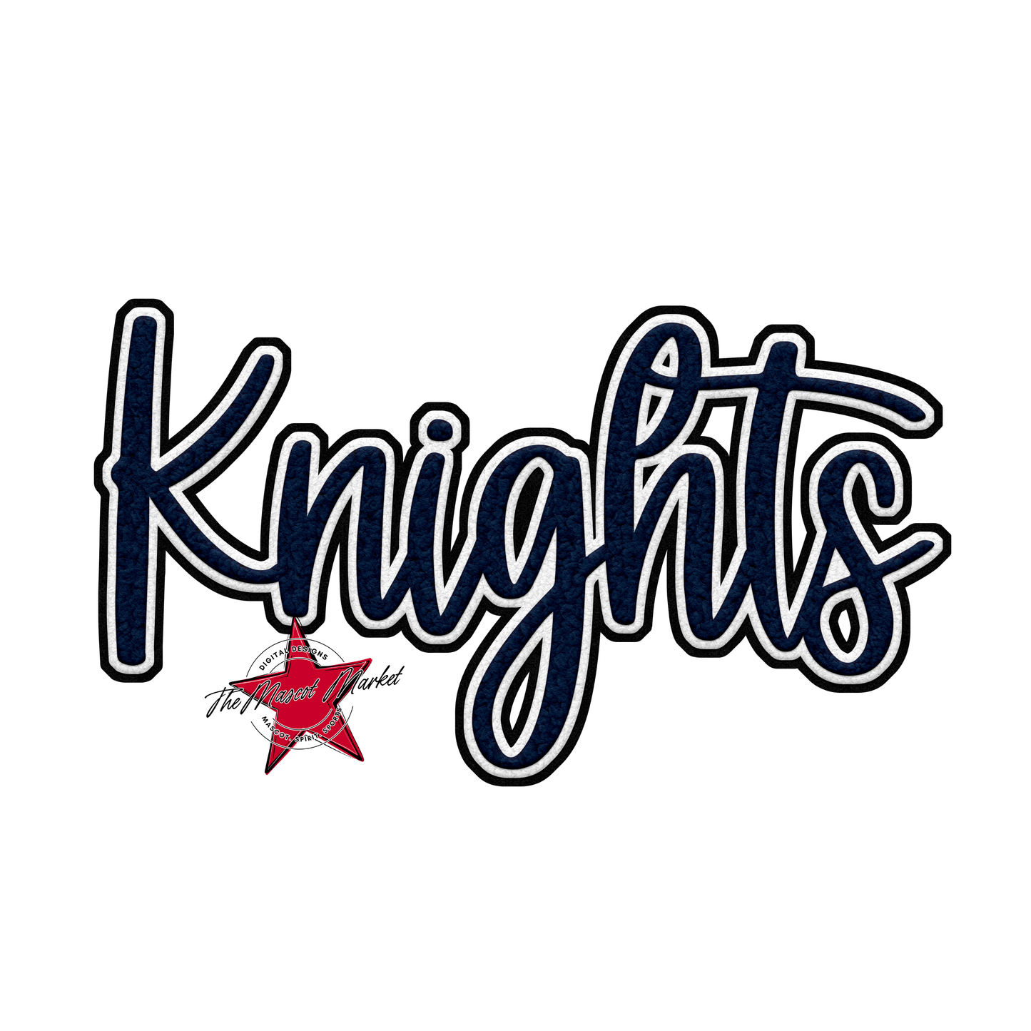 Knights Faux Chenille Patch-Navy
