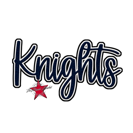Knights Faux Chenille Patch-Navy