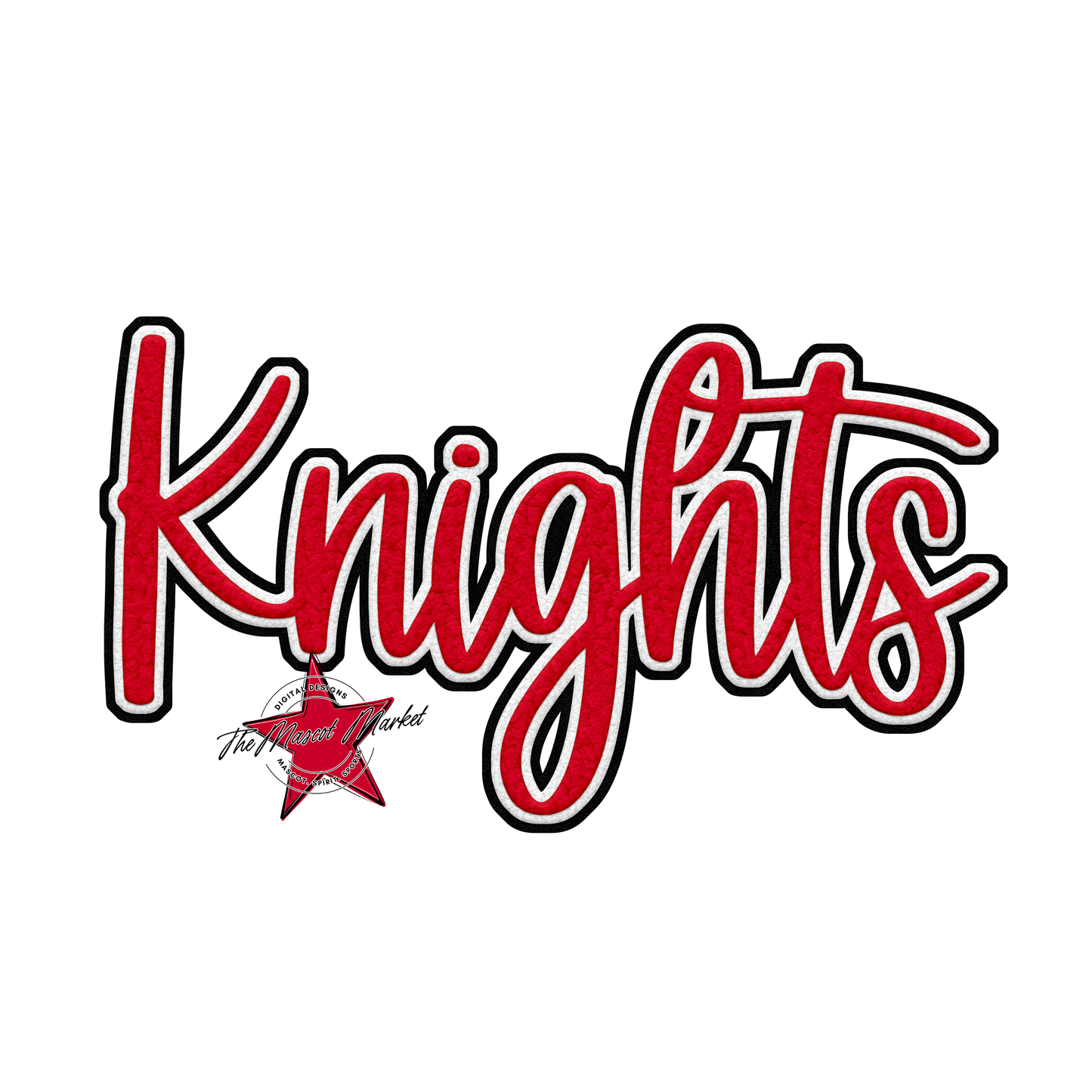 Knights Faux Chenille Patch-Red