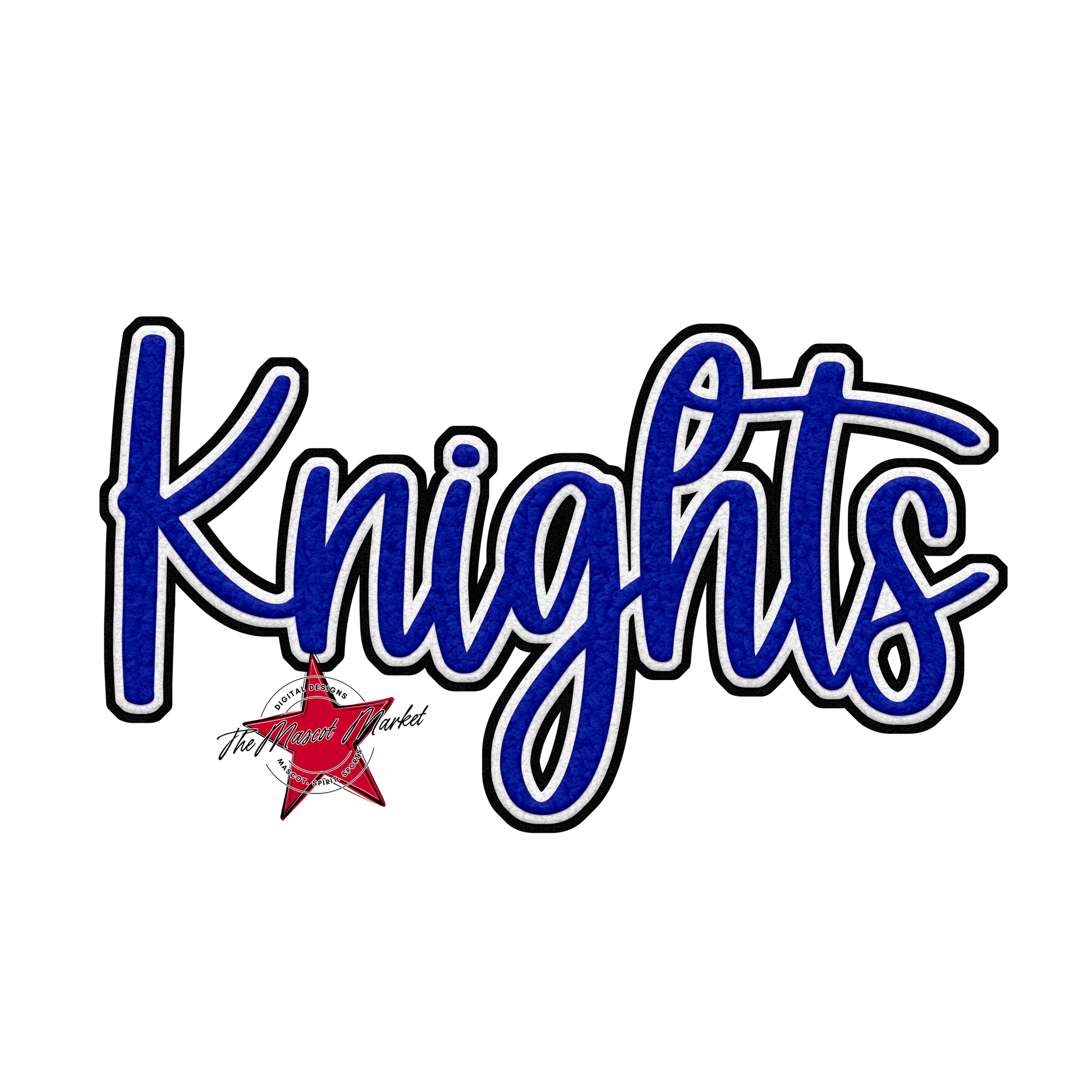 Knights Faux Chenille Patch-Royal Blue