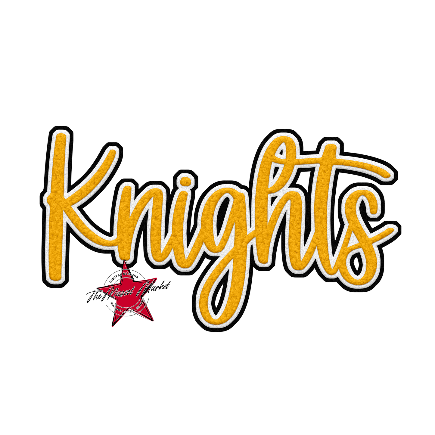 Knights Faux Chenille Patch-Yellow