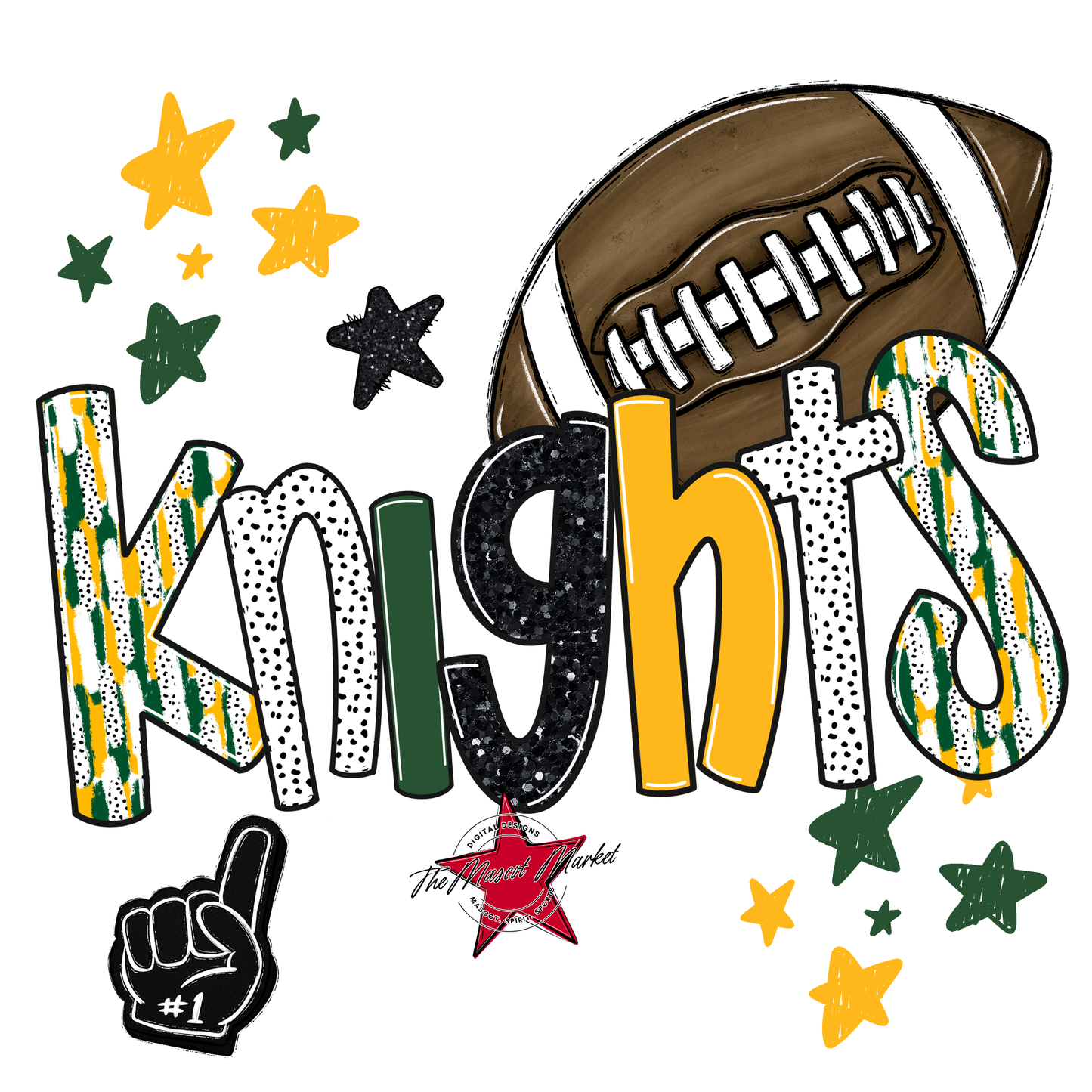 Knights Football Scrape-Green-Yellow