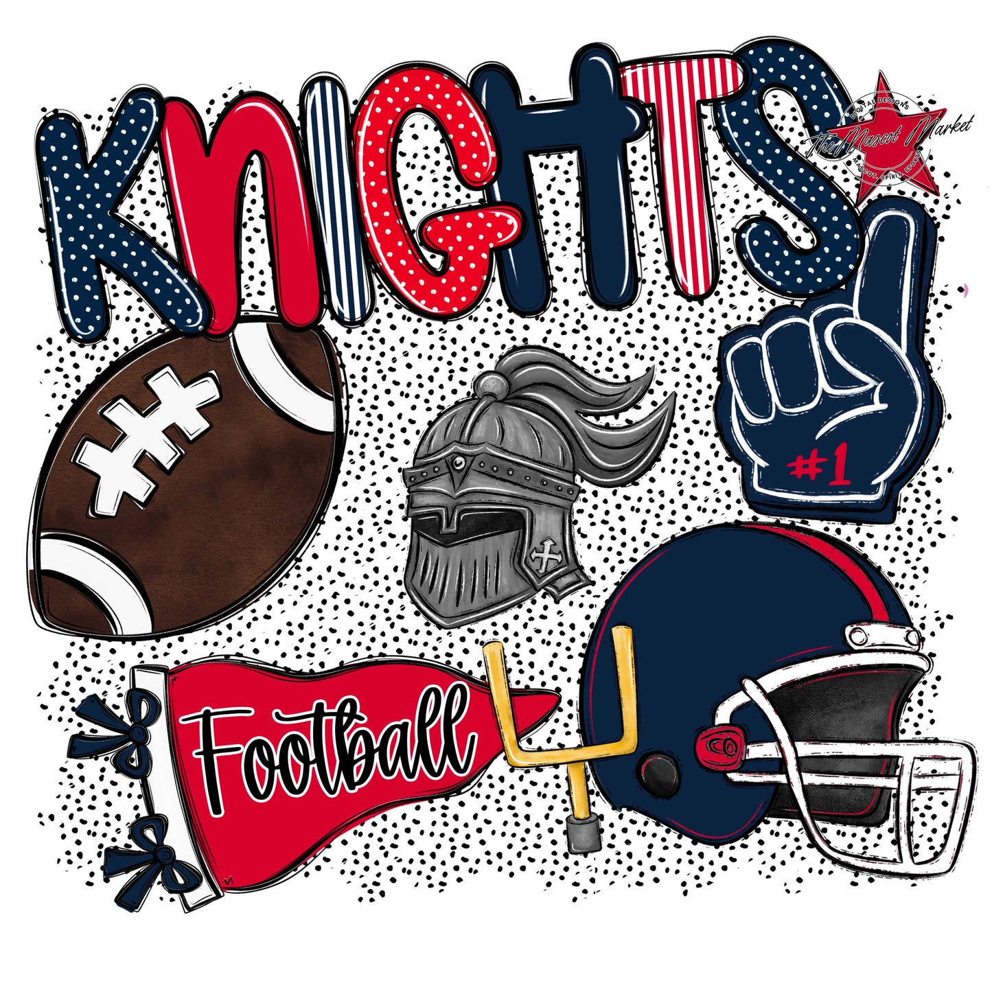 Knights Football Spirit-Navy & Red