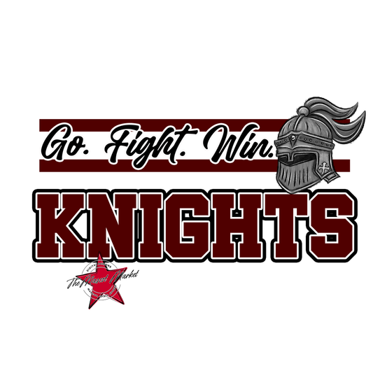 Knights Go Fight Win Mascot Lines-Maroon
