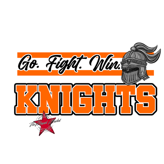 Knights Go Fight Win Mascot Lines-Orange