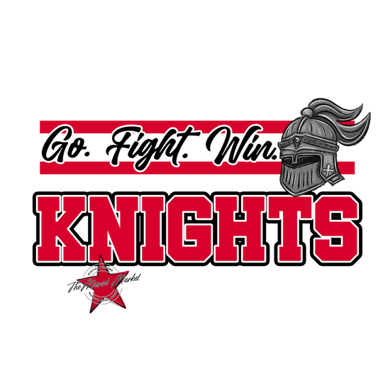 Knights Go Fight Win Mascot Lines-Red