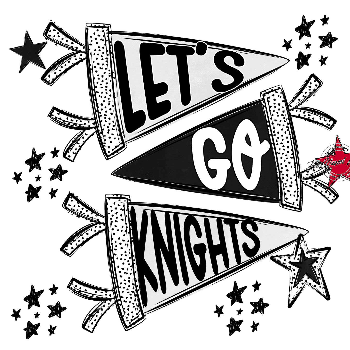 Knights Let's Go Flag Design-Black