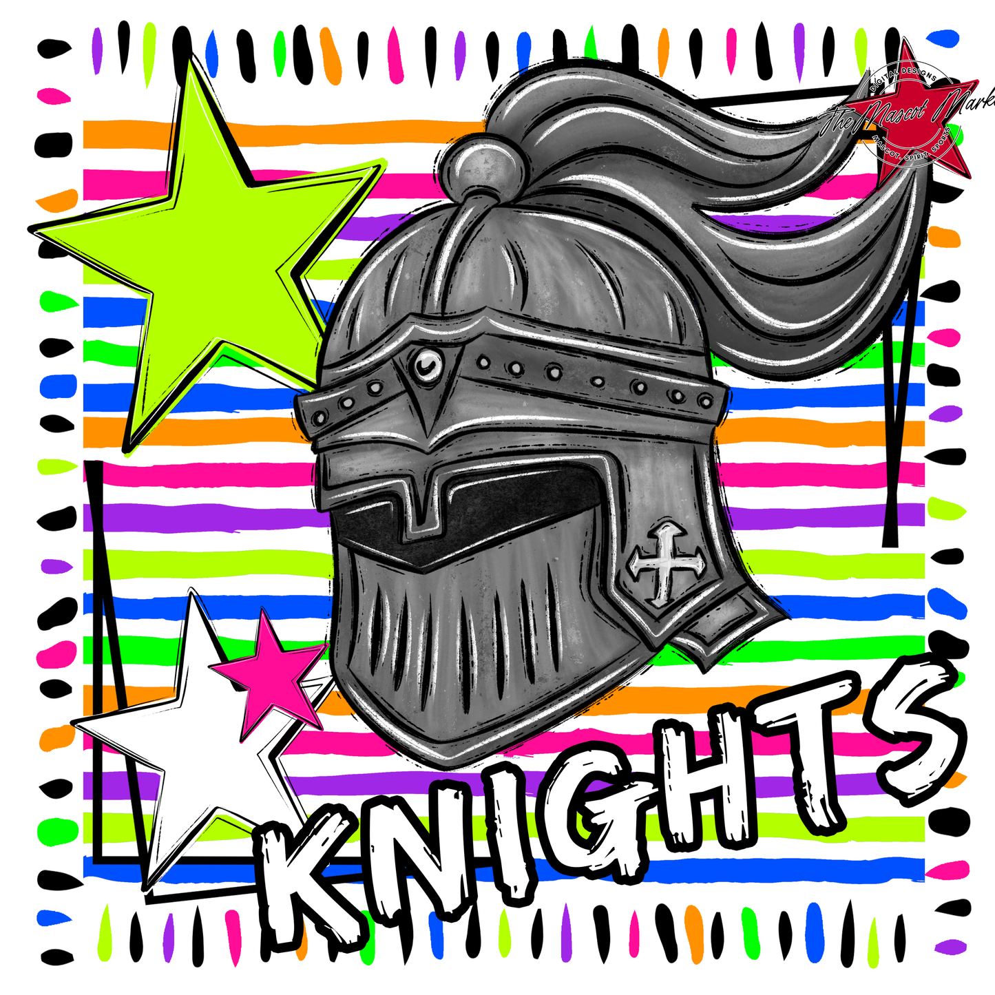 Knights Mascot Frame-Neon White