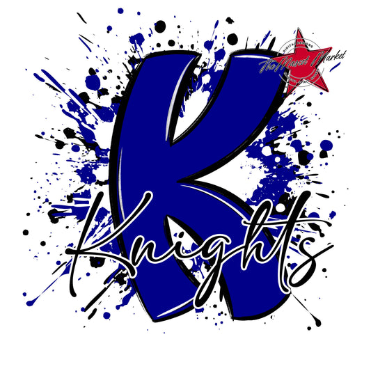 Knights Mascot Splatter-Blue