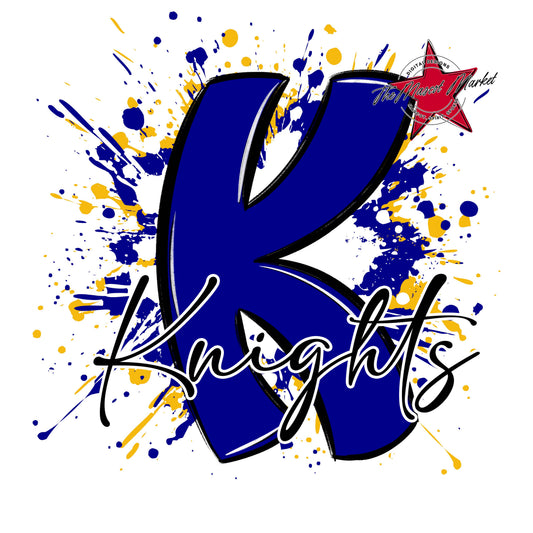 Knights Mascot Splatter-Blue & Yellow