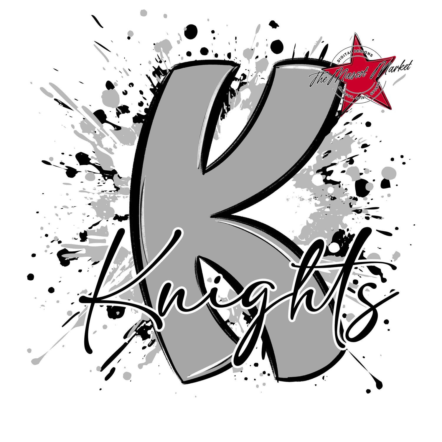 Knights Mascot Splatter-Grey