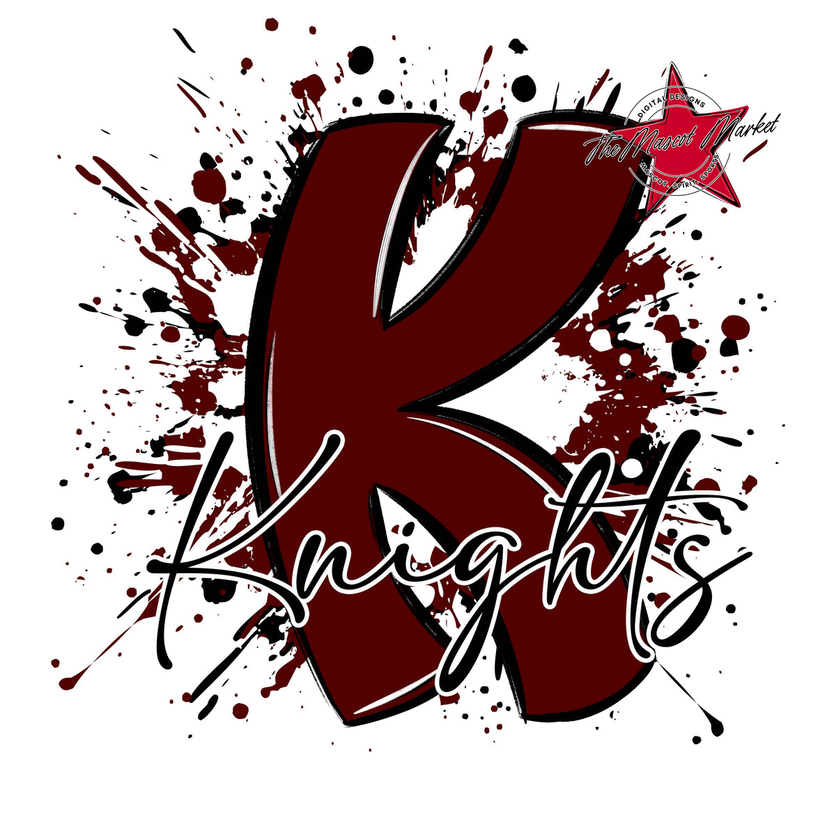 Knights Mascot Splatter-Maroon